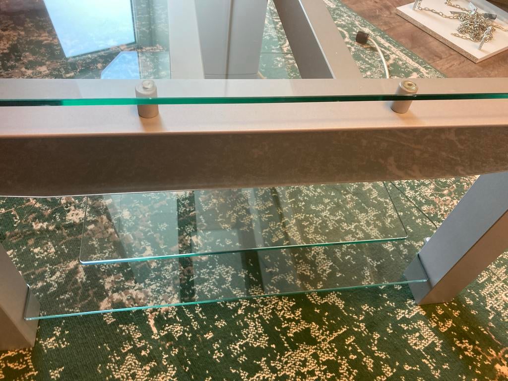 Glazen Audio-meubel met 3 glasplaten - 90x54 cm, Ophalen, 50 tot 100 cm, Minder dan 100 cm, 50 tot 75 cm