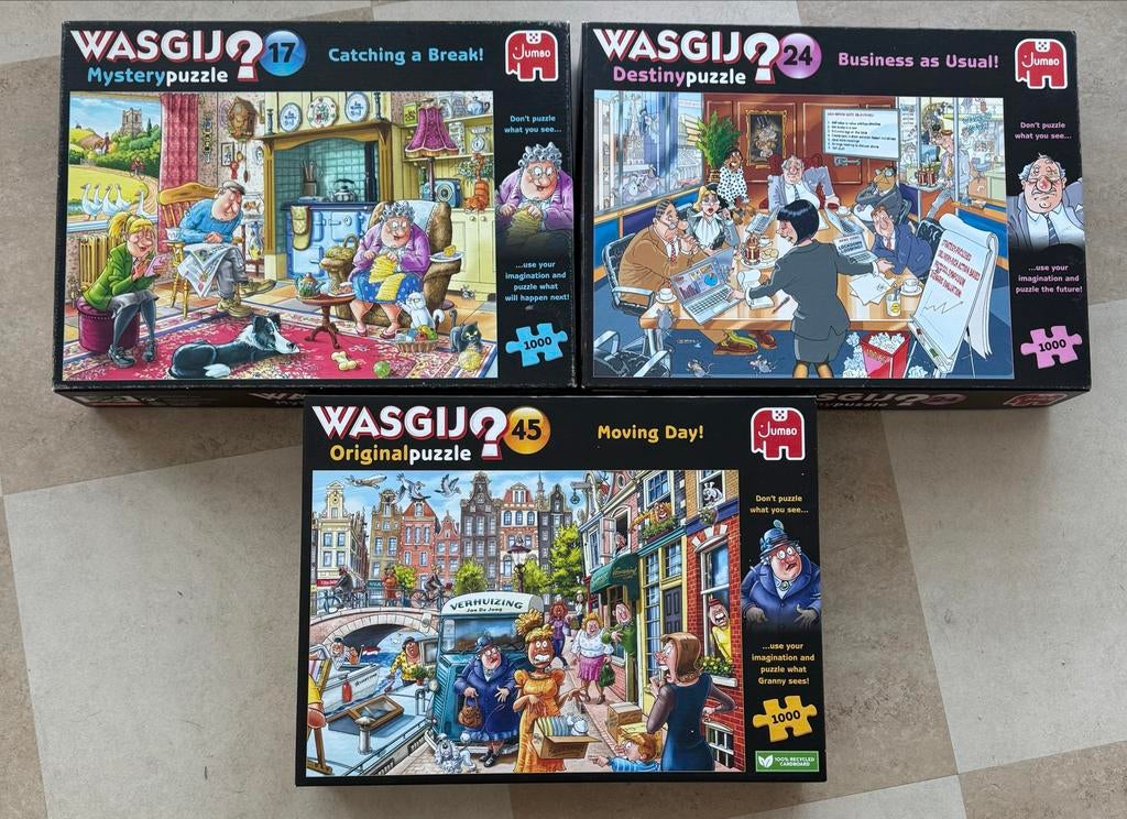 Grote collectie Jan van Haasteren & Wasgij puzzels, Ophalen of Verzenden, Meer dan 50 stukjes, Zo goed als nieuw, 6 jaar of ouder