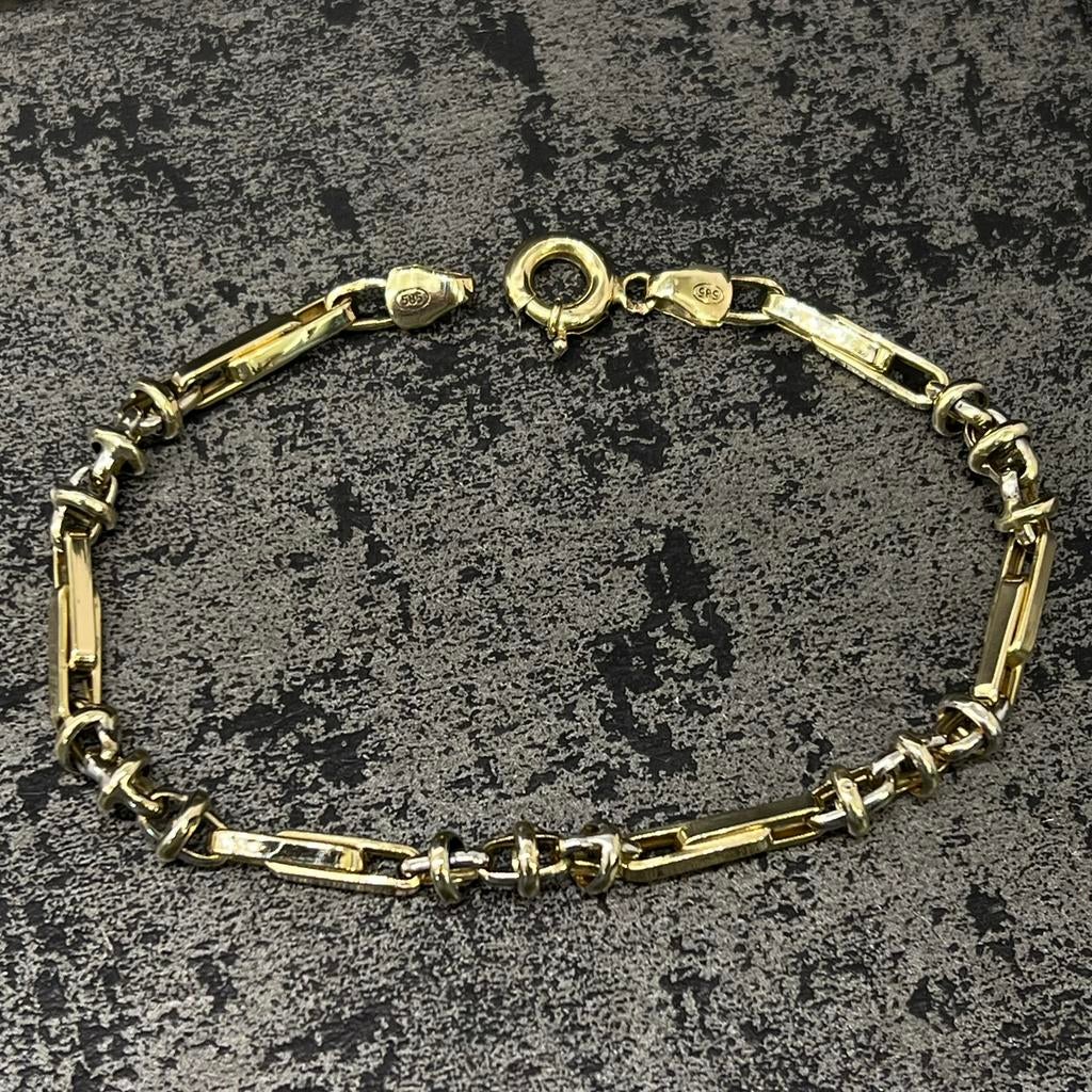 14k gouden armband monte carlo schakel, Ophalen of Verzenden, Nieuw, Goud