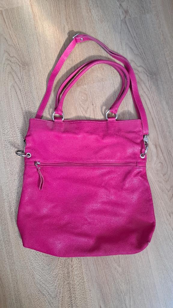 Leren damestas - roze, Ophalen of Verzenden, Gebruikt, Roze, Handtas