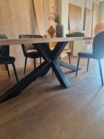 Robuuste eettafel met 6 stoelen - Mango hout, Huis en Inrichting, Overige houtsoorten, 200 cm of meer, Zo goed als nieuw, Vijf personen of meer