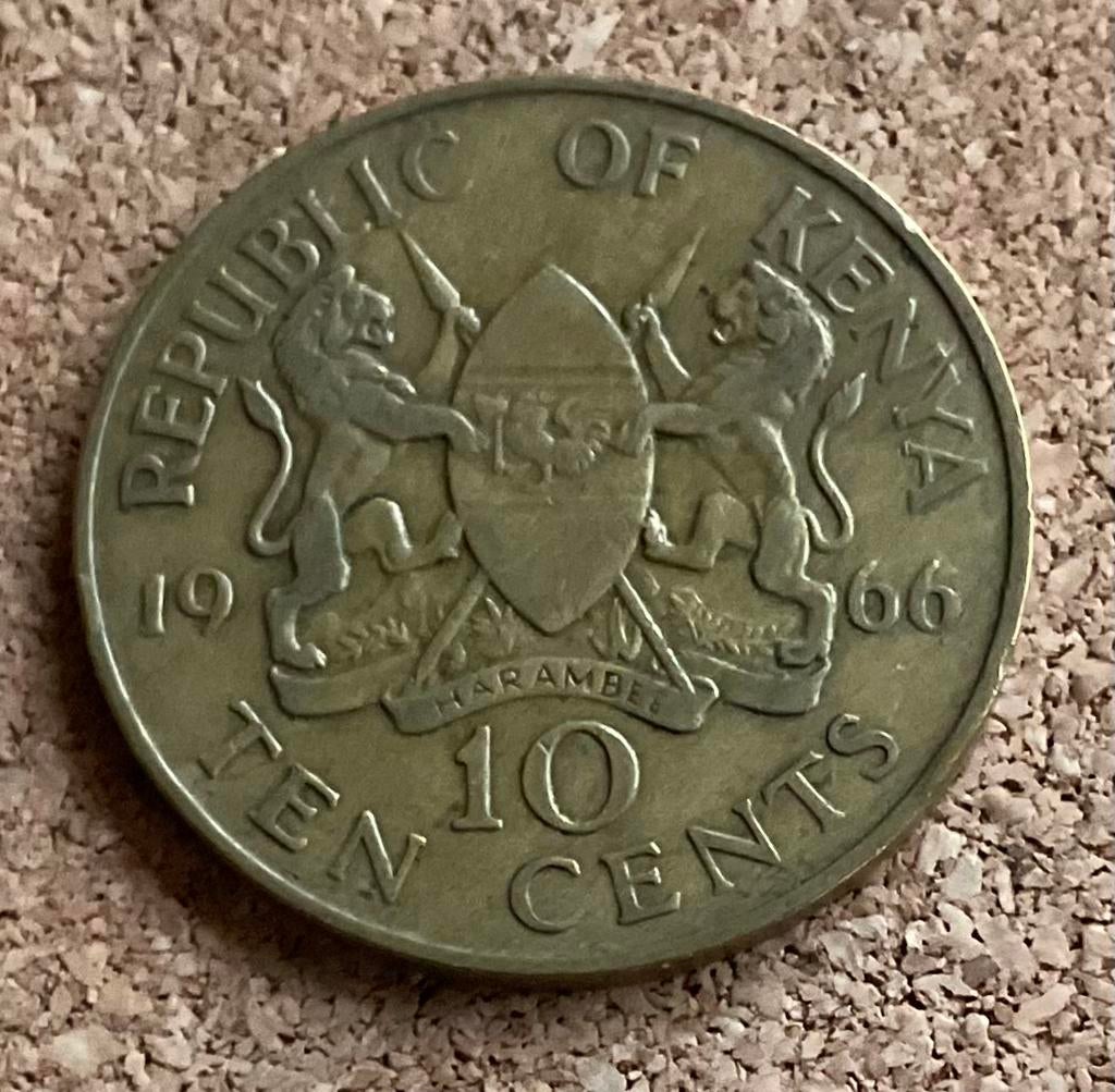 Munt - Kenya 10 Cents 1966., Ophalen of Verzenden, Overige landen, Losse munt