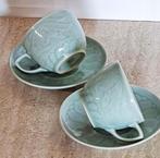2 x celadon porseleinen  kop & schotels, Ophalen of Verzenden