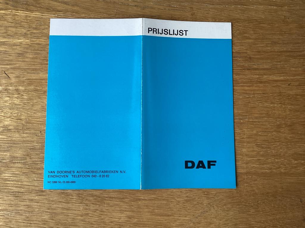 DAF Prijslijst Personenauto's - Stationcars - Pick-up 1969, Ophalen of Verzenden, Gelezen, Overige merken