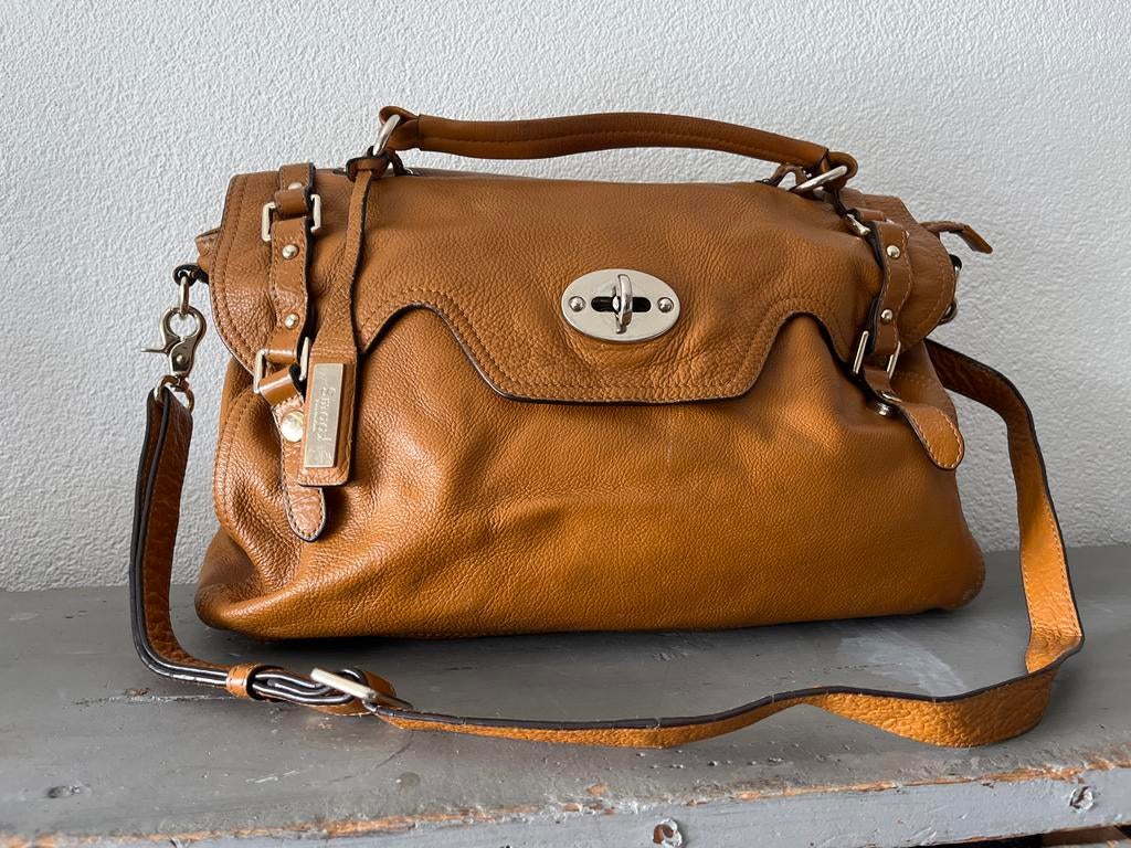 Smaak Amsterdam tas - Cognac leer, Sieraden, Tassen en Uiterlijk, Tassen | Damestassen, Ophalen of Verzenden, Gebruikt, Bruin