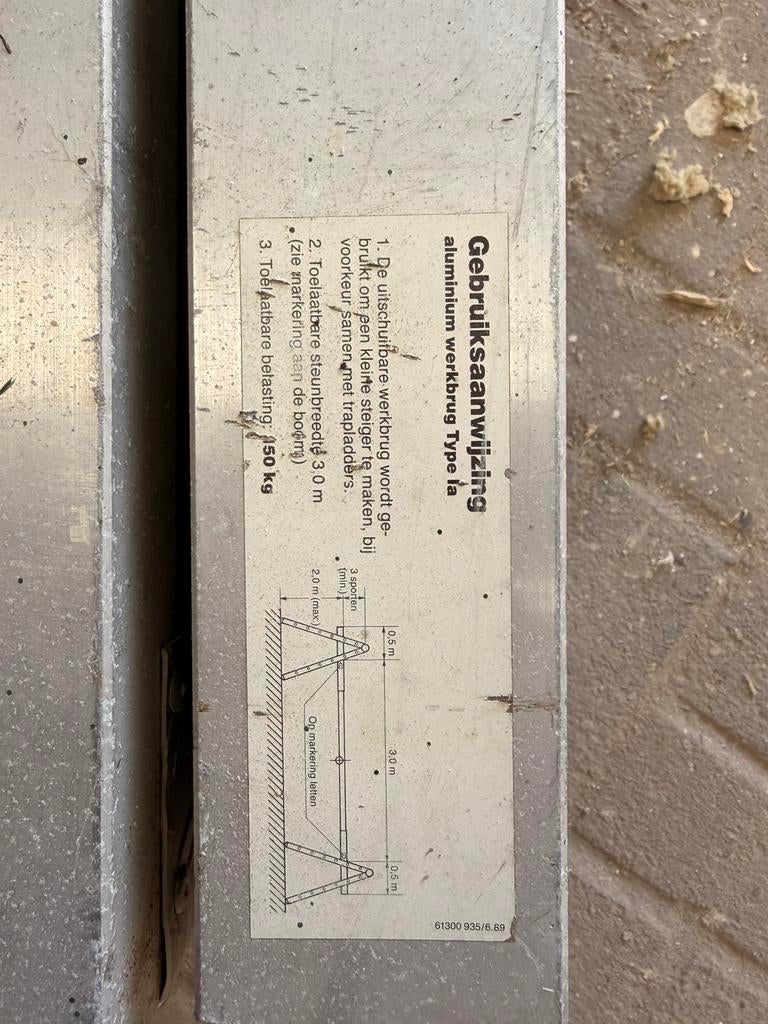 Alluminium werkbrug, Ophalen, Zo goed als nieuw, Overige typen, 5 meter of hoger