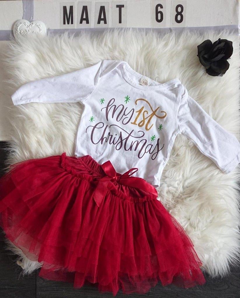 Kerst setje maat 68 rok+romper +haarband, Kinderen en Baby's, Babykleding | Maat 68, Ophalen of Verzenden, Zo goed als nieuw, Meisje