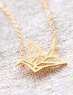 Ketting orgami vogel, Verzenden, Nieuw, Goud, Met hanger