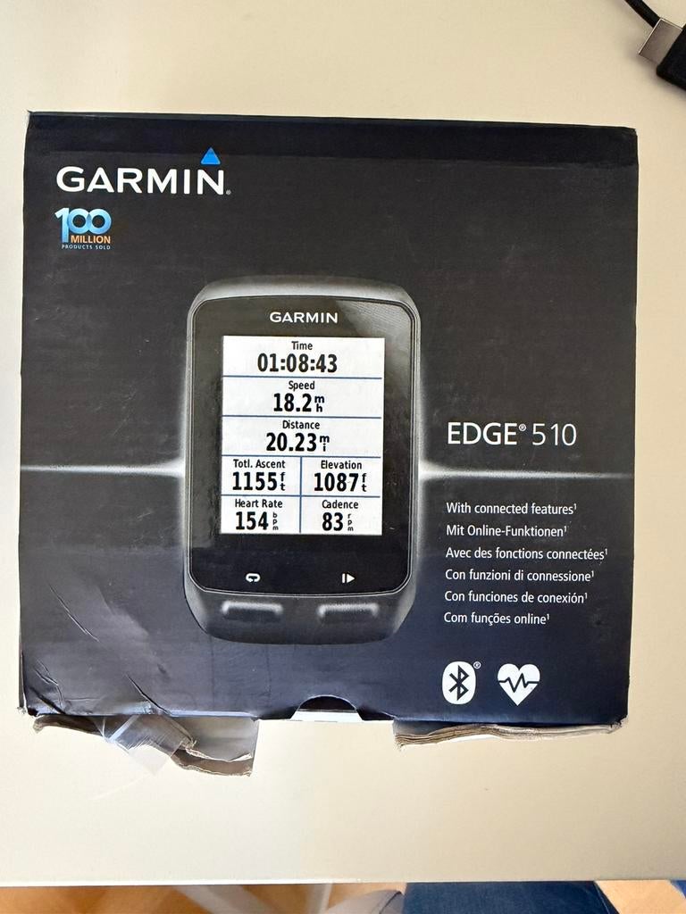 Garmin Edge 510 GPS fietscomputer + sensoren, Ophalen of Verzenden, Draadloos, Zo goed als nieuw