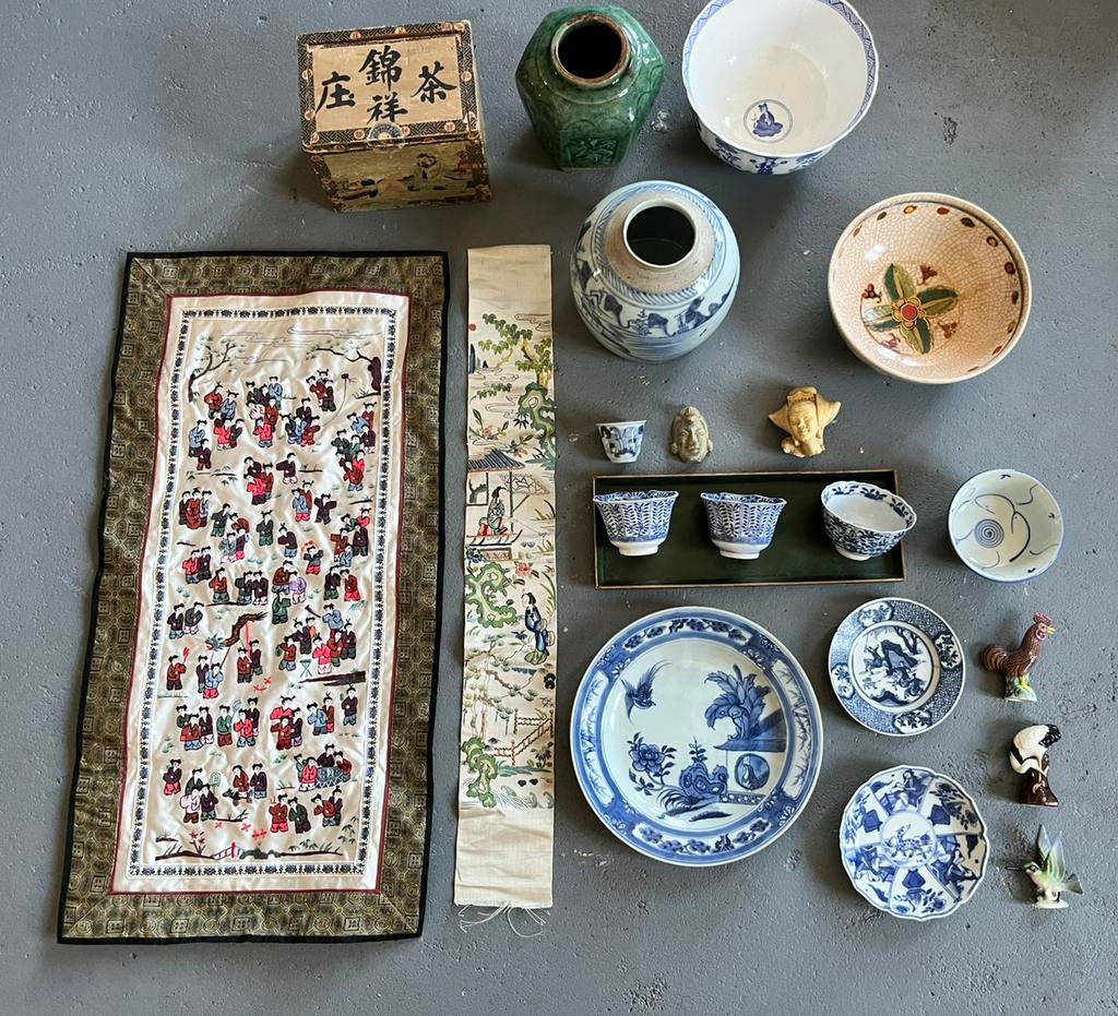 oud antiek Chinees porselein zijde kunst gember potten China, Ophalen of Verzenden