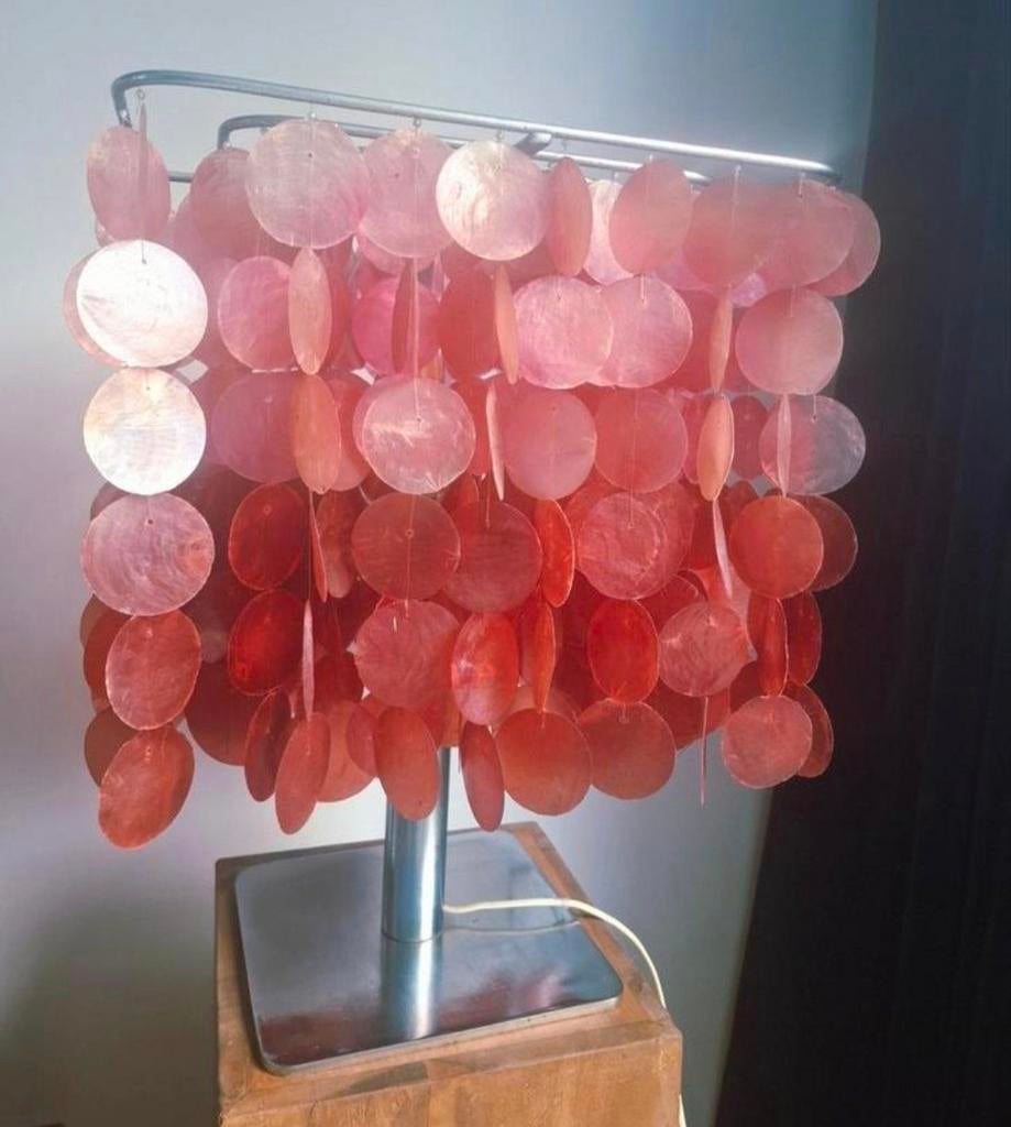 Sfeervolle Schelpen Lamp - Warm Roze & Oranje, Huis en Inrichting, Lampen | Vloerlampen, Ophalen, Overige materialen, Gebruikt
