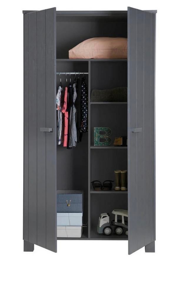 Kledingkast model Dennis van Woood 2-deurs grijs, Ophalen, Gebruikt, 50 tot 100 cm, 25 tot 50 cm