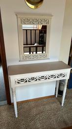 Brocant side table met spiegel, Ophalen, Zo goed als nieuw, 25 tot 50 cm, Rechthoekig