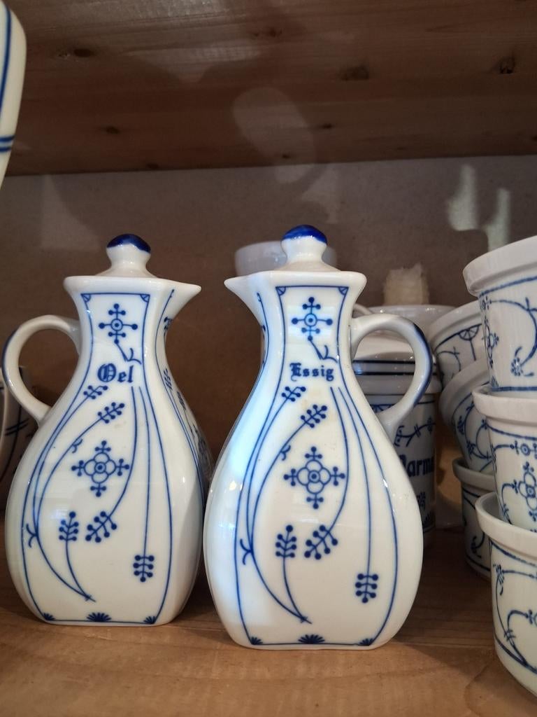 Olie en azijnvaatje blauw saks saksisch, Huis en Inrichting, Keuken | Servies, Ophalen of Verzenden, Nieuw, Glas, Overige stijlen
