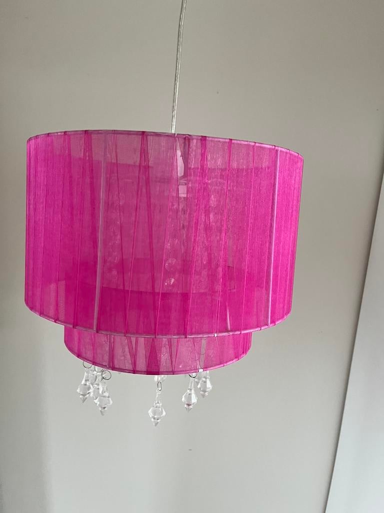 Hanglamp roze, Ophalen, Zo goed als nieuw, Rond, Minder dan 25 cm
