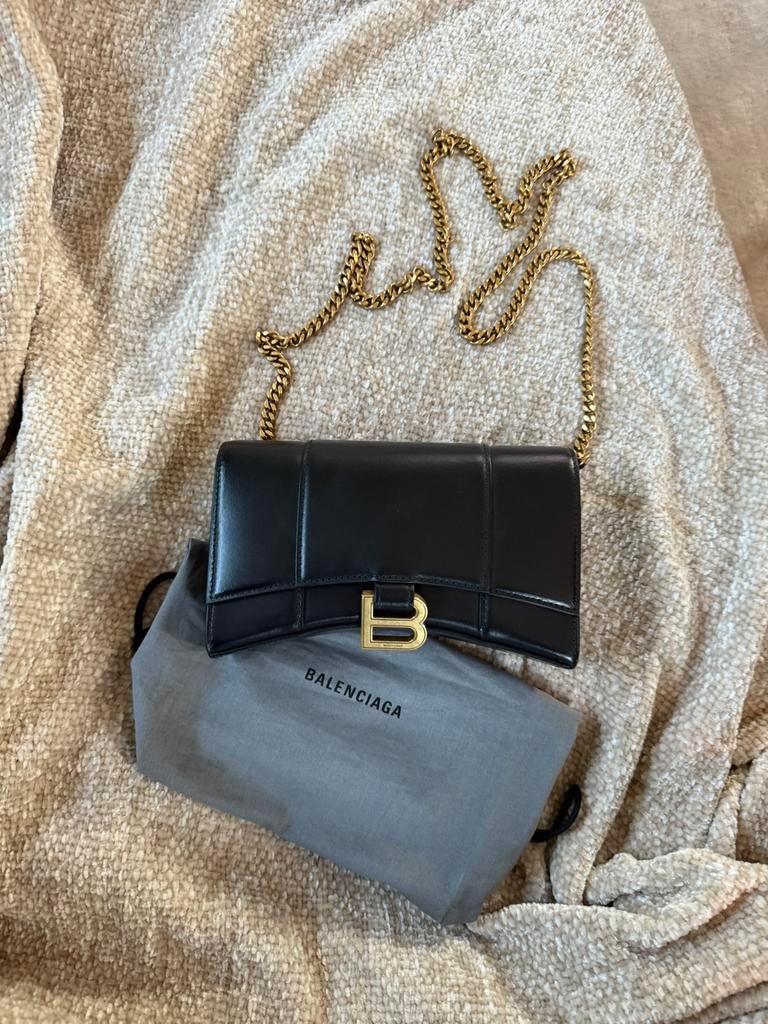 Balenciaga wallet on the chain, Ophalen, Zo goed als nieuw, Zwart, Schoudertasje