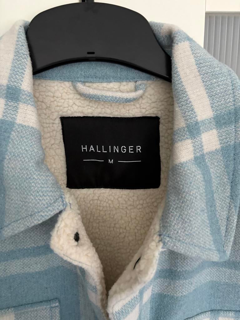 Hallinger geruit jack met dons voering - Maat M, Ophalen of Verzenden, Zo goed als nieuw, Maat 48/50 (M), Blauw