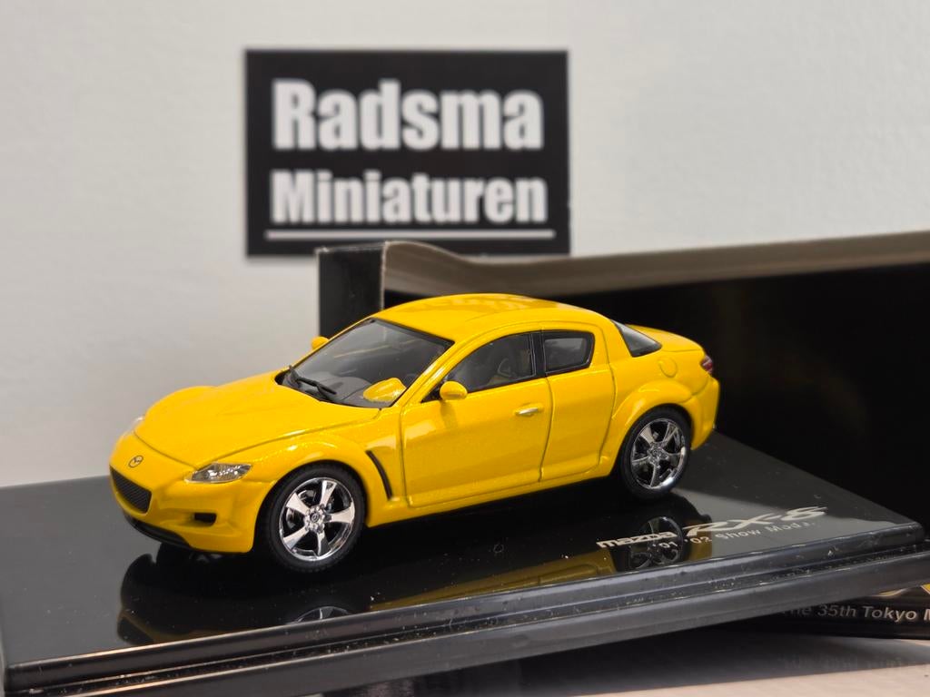 Mazda RX-8 Geel - 1:43 Mtech, Hobby en Vrije tijd, Modelauto's | 1:43, Nieuw, Auto, Overige merken, Ophalen of Verzenden