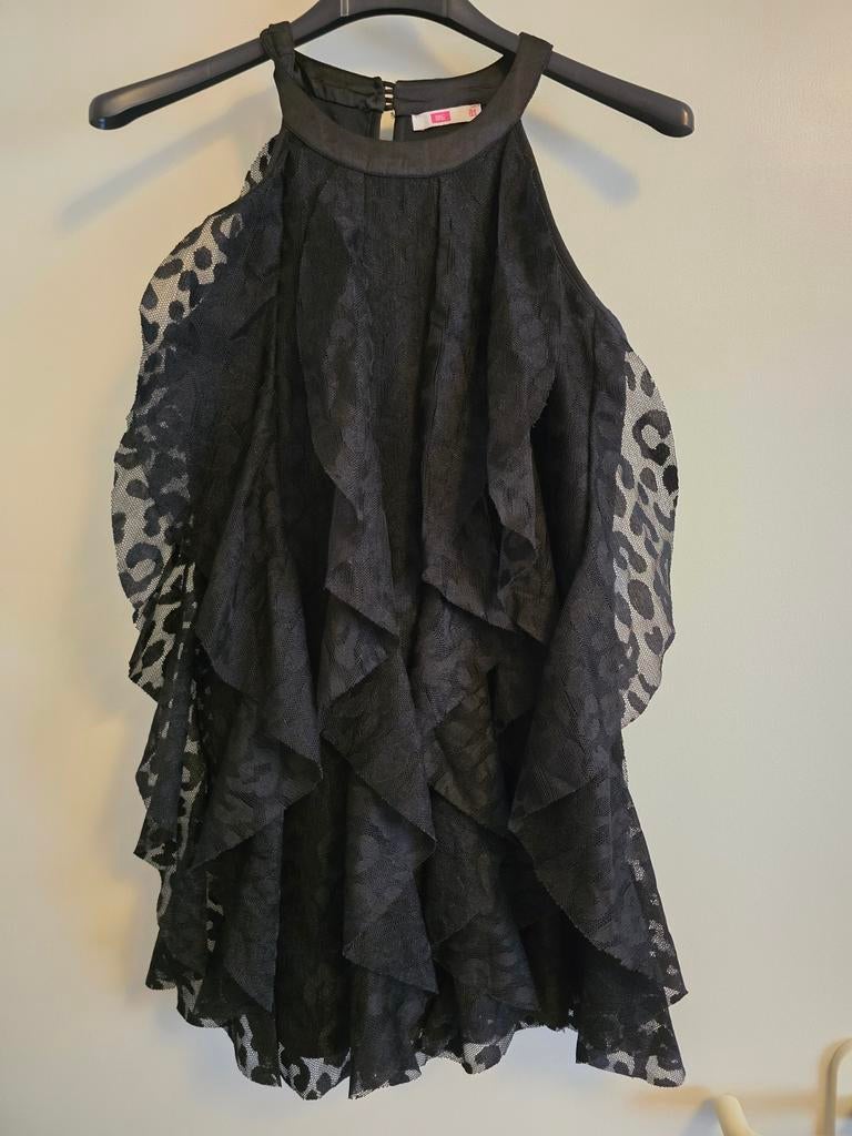 Chique zwart tule jurkje - WE - Maat 134/140, Kinderen en Baby's, Kinderkleding | Maat 134, WE, Meisje, Ophalen of Verzenden, Zo goed als nieuw