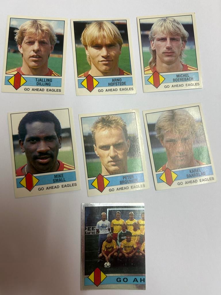7 Panini Voetbal 87 stickers Go Ahead Eagles, Ophalen of Verzenden, Zo goed als nieuw, Sport