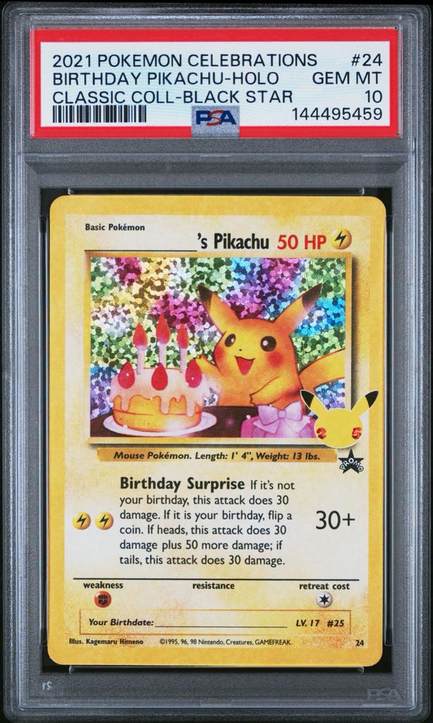 Pokemon Pikachu Birthday #24 PSA 10 Pokemon Celebrations, Ophalen of Verzenden, Nieuw, Losse kaart, Foil