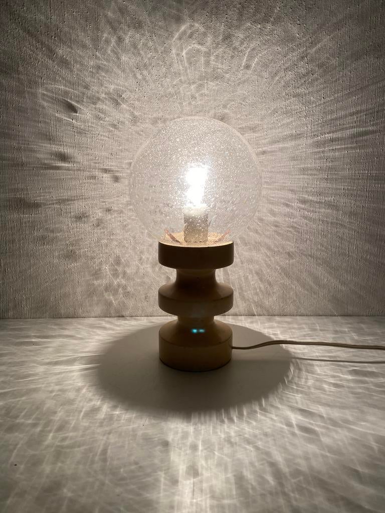 Mushroom tafellamp met glazen bolletje , Space Age, Ophalen of Verzenden