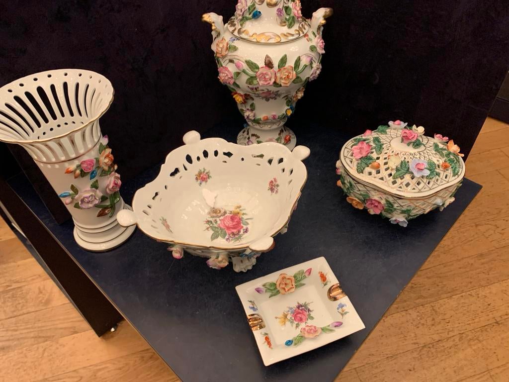 Saksisch Dresden Porseleinen Tafelset met Bloemen, Verzenden