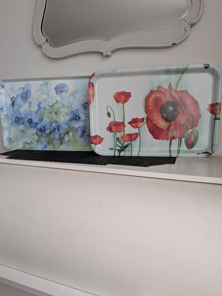 Dienbladen 2 stuks (Melamine, formaat 45 x 31 cm), Huis en Inrichting, Ophalen of Verzenden, Zo goed als nieuw, Rechthoekig, Kunststof