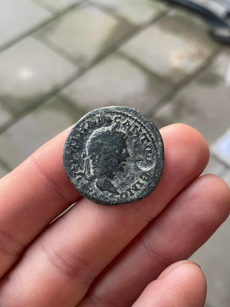 Romeins Provinciale munt Caracalla met klop bodemvondst, Ophalen of Verzenden, Brons