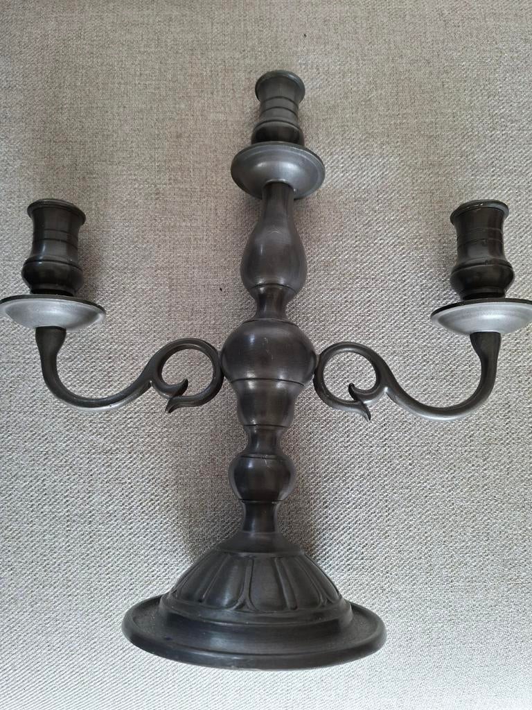 Zware tinnen kandelaar, Antiek en Kunst, Ophalen of Verzenden