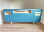 Jaren '50 Rawi bed achterwand met lampje, schapjes en lades, Ophalen, Gebruikt, Blauw, Tweepersoons