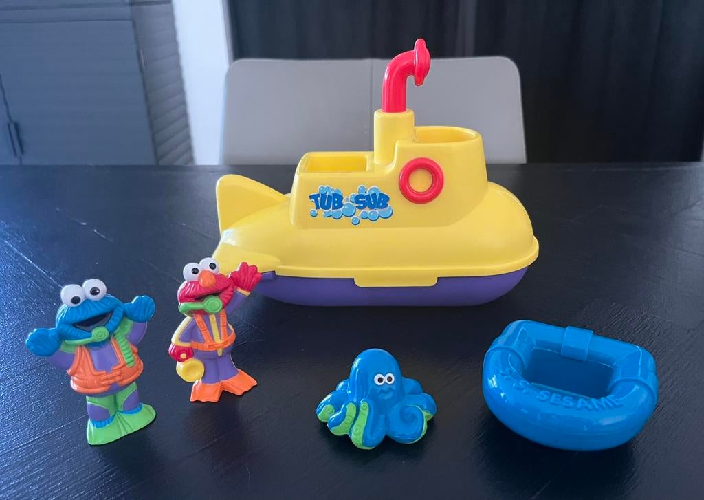 Sesamstraat Sesame Street Tub Sub onderzeeër compleet !, Ophalen of Verzenden, Zo goed als nieuw, Speelset
