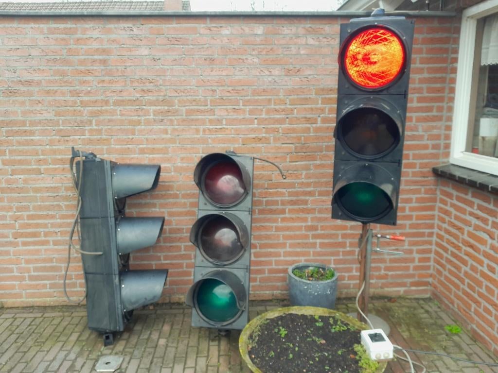 Verkeerslichten , origineel,  3 stuks. Rood, Oranje en Groen, Hobby en Vrije tijd, Ophalen, Gebruikt