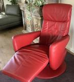 Relaxstoel rood leer, Ophalen, Minder dan 75 cm, Leer, Zo goed als nieuw
