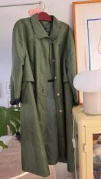 Lichte Vintage Donkergroene Trenchcoat - Oversized Look, Ophalen of Verzenden, Gedragen, Maat 42/44 (L), Groen