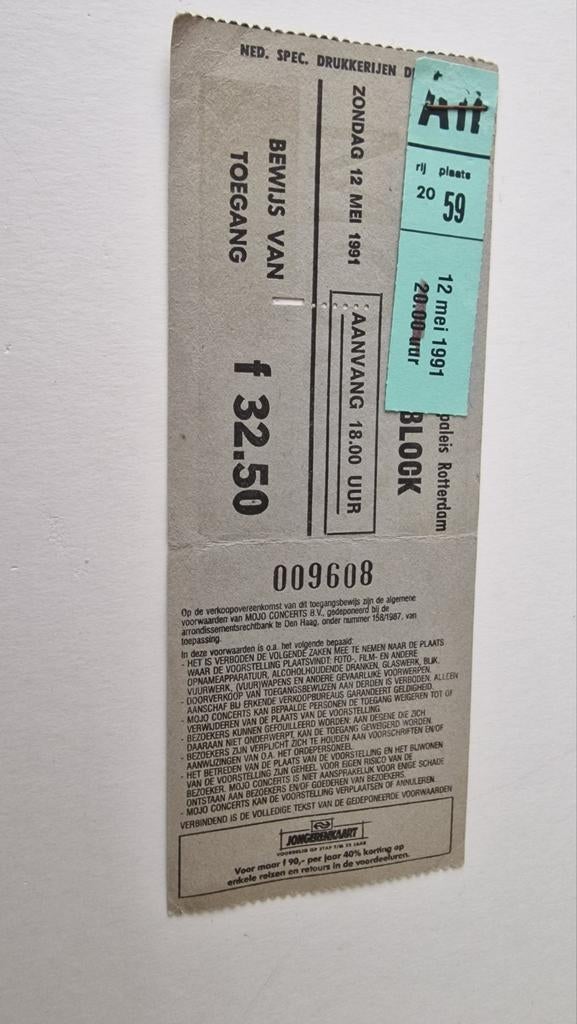 NEW KIDS ON THE BLOCK OUD CONCERT KAARTJE TICKET ZIE FOTO, Verzenden, Foto of Kaart