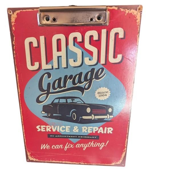 Houten klembord Retro Classic Garage, Zo goed als nieuw, Info@klembord.nl, Klembord, Reclamebord