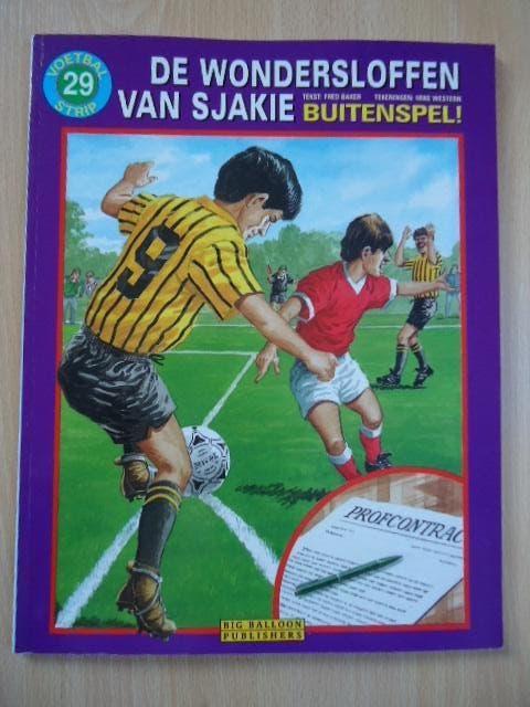 De wondersloffen van Sjakie 29, Buitenspel! voetbal strip, Boeken, Eén stripboek, Ophalen of Verzenden, Zo goed als nieuw