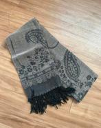 Bruin / zwarte sjaal met franjes en barok print, Ophalen of Verzenden, Zo goed als nieuw, Sjaal
