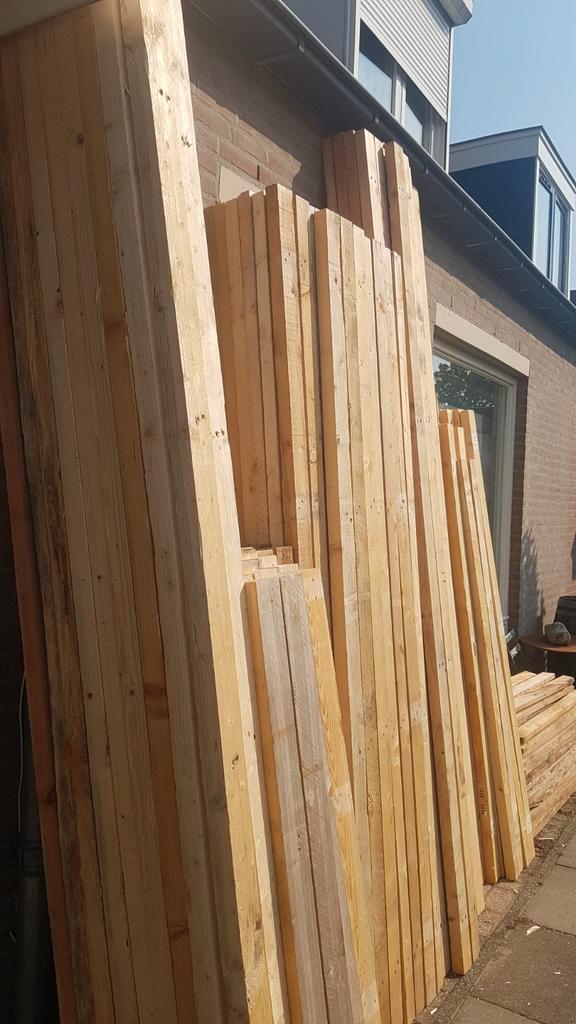 Balkhout vuren balken bouwhout lengte 3 meter, Doe-het-zelf en Verbouw, Hout en Planken, Balk, Vuren, 300 cm of meer, 50 mm of meer