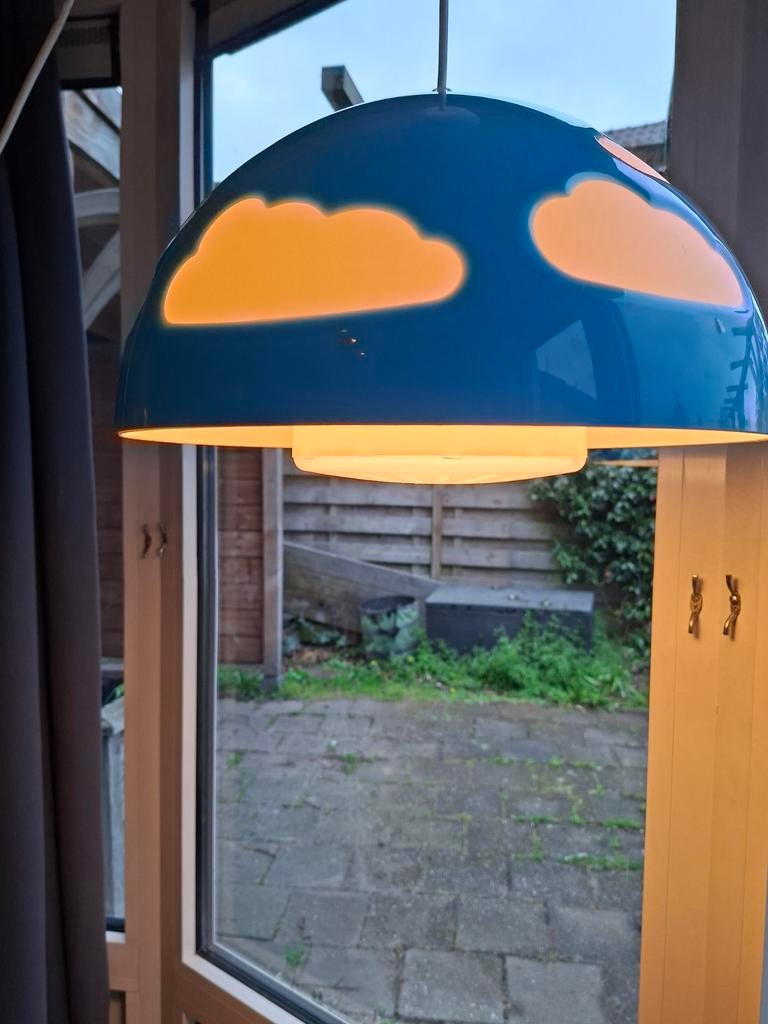 Vintage IKEA Skojig Wolkenlamp - Blauw - H. Preutz, Kunststof, Gebruikt, Vintage, Speels, Modern, Ophalen of Verzenden