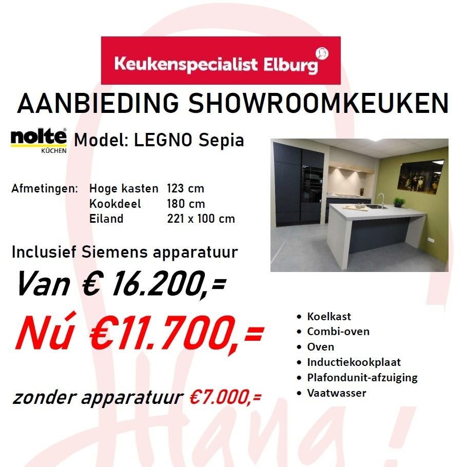Showroomkeuken compleet Nolte LEGNO, Ophalen, Overige kleuren, Overige typen, Nieuw
