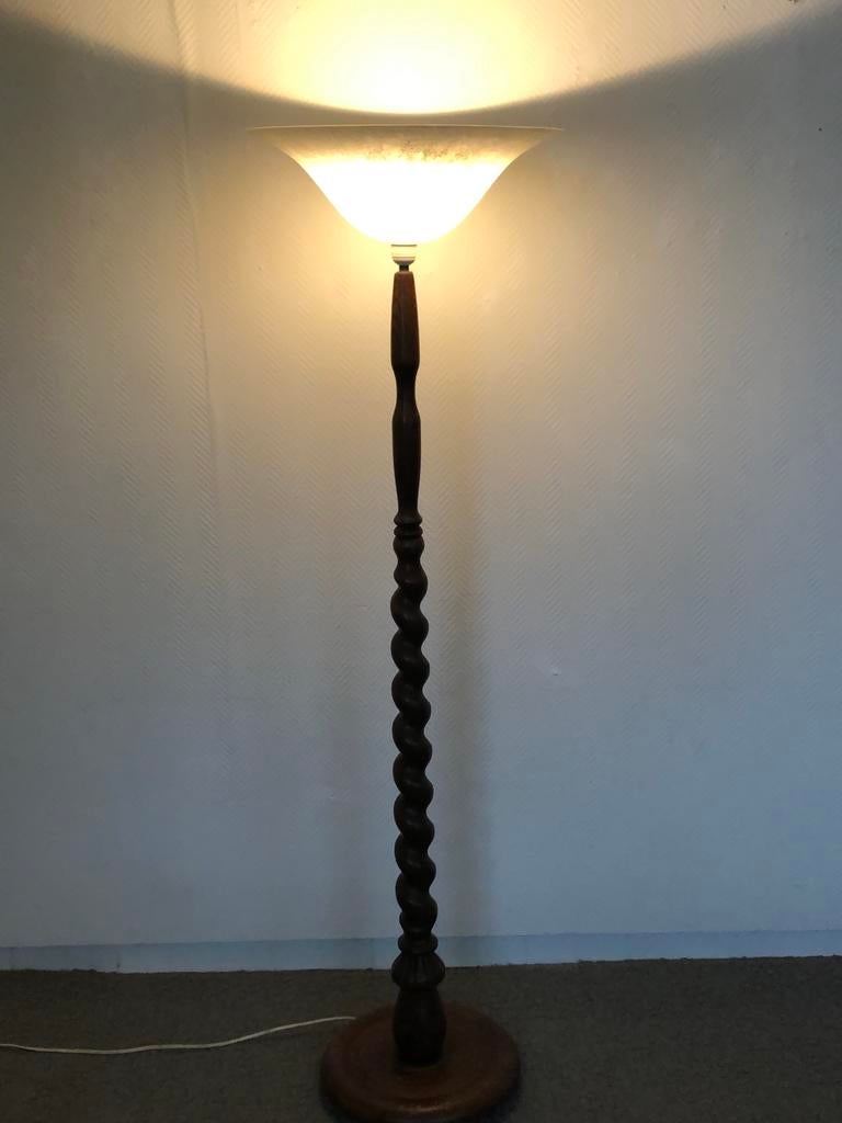 Vintage houten getorste vloerlamp, Ophalen, Gebruikt, Vintage, 150 tot 200 cm