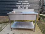 Rvs spoeltafel met grote spoelbak, Ophalen, 100 tot 150 cm, Zo goed als nieuw, Minder dan 100 cm