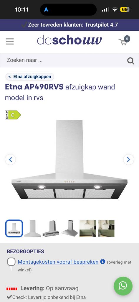 ETNA afzuigkap nieuw in doos, Witgoed en Apparatuur, Afzuigkappen, Ophalen, Nieuw, Wandschouwkap