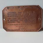 Koperen deurplaatje met waarschuwing in Frans en Engels, Ophalen of Verzenden