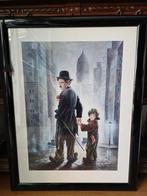 Charlie Chaplin plaat in lijst met verlichting, Ophalen, Rechthoekig Staand, Met lijst, Deurposter of groter