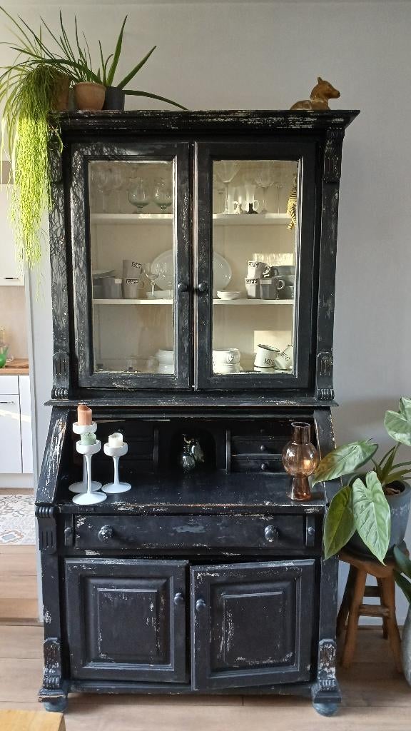 Wandkast / Vitrinekast (Grenen Hout), Huis en Inrichting, Kasten | Wandmeubels, Ophalen, Gebruikt, Met deur(en), 200 cm of meer