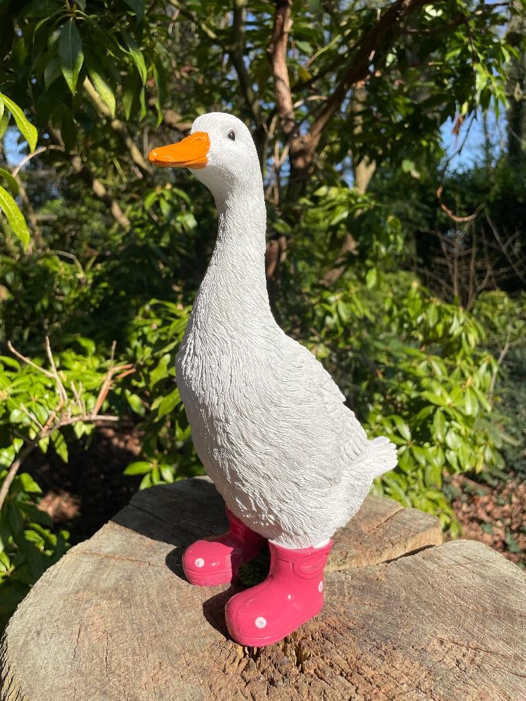 Gans laarsjes, kinder, tuin, vijver Fuchsia 30cm, Ophalen of Verzenden, Nieuw, Kunststof, Dierenbeeld