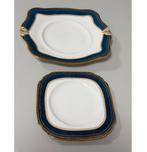 Vintage porseleinen schaal bord 2x Tuscan England blauw/goud, Ophalen of Verzenden